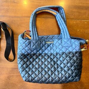 MZ Wallace medium Sutton crossbody bag in black/navy blue